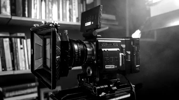 black video camera on black table