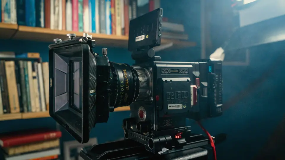 black video camera on black table